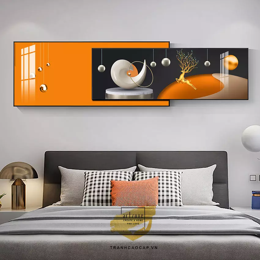 Tranh trang trí phòng ngủ in trên vải Canvas chung cư cao cấp Đơn giản Size: 150*60-150*50 P/N: AZ2-0009-KN-CANVAS-150X60-150X50